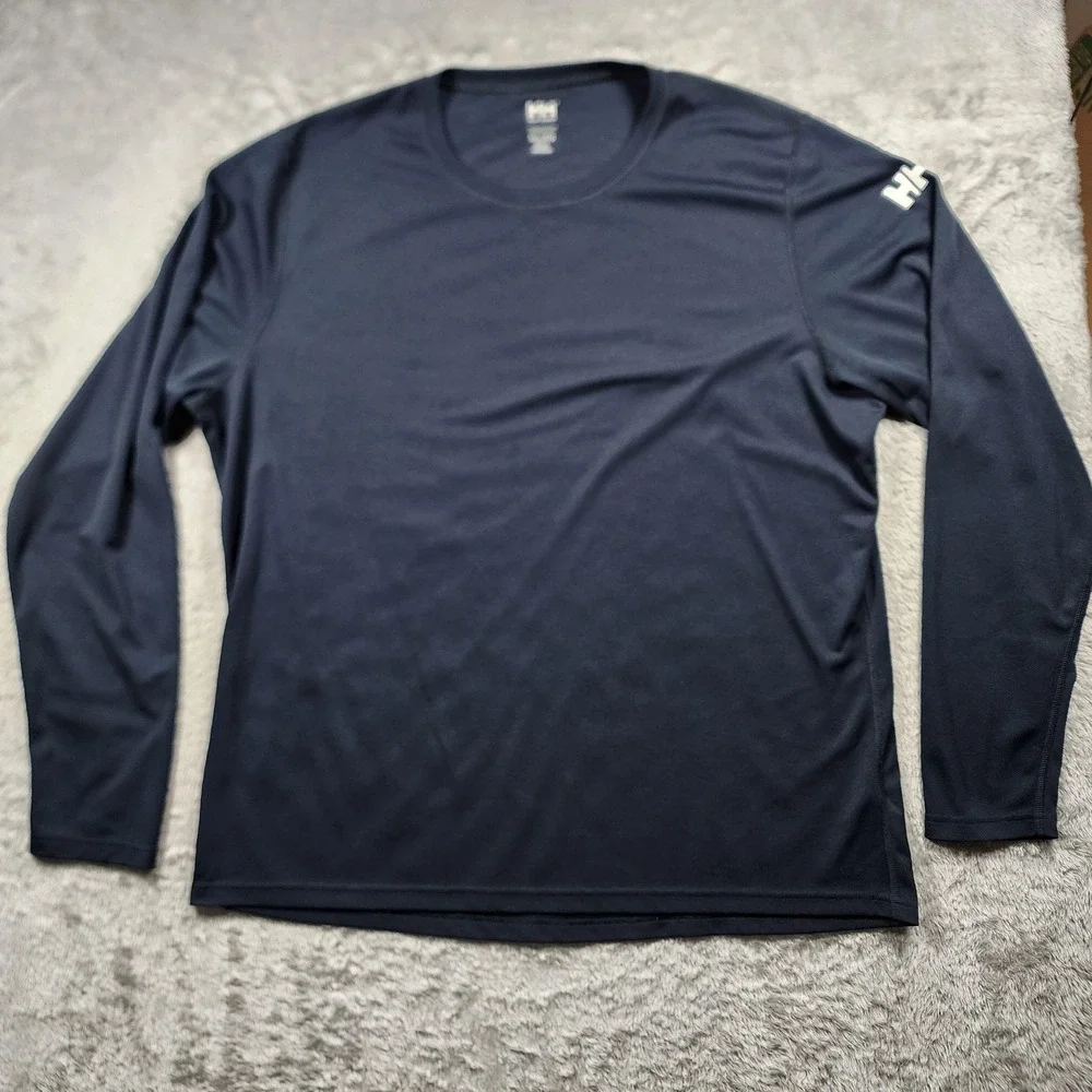 Helly Hansen Shirt Mens 3XL Blue Long Sleeve Performance Base Layer Lightweight